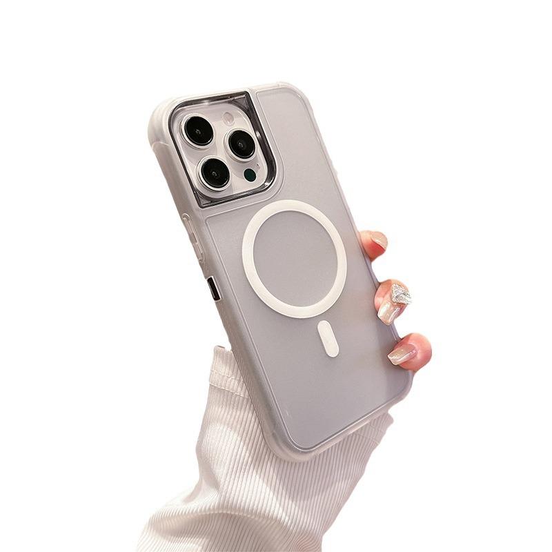 For IP16promax Magnetic Defense Three-in-one Transparent TPU+PC Upper and Lower Cover Ins Wind and Anti-fall Mobile Phone Case