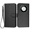 For Honor X9b 5G/Honor Magic6 Lite 5G/Honor X50 GT 5G/Honor X50 Pro 5G/Honor X50 5G Wallet Case with Strap Carbon Fiber Texture Leather Mobile Cover
