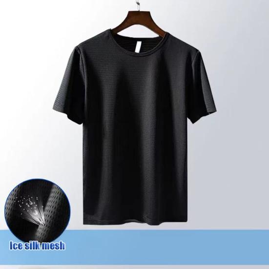 Camiseta Masculina de Malha Leve Respirável Camiseta de Secagem Rápida Corte Solto Casual Verão Esportes Camiseta para Academia Treino ao Ar Livre