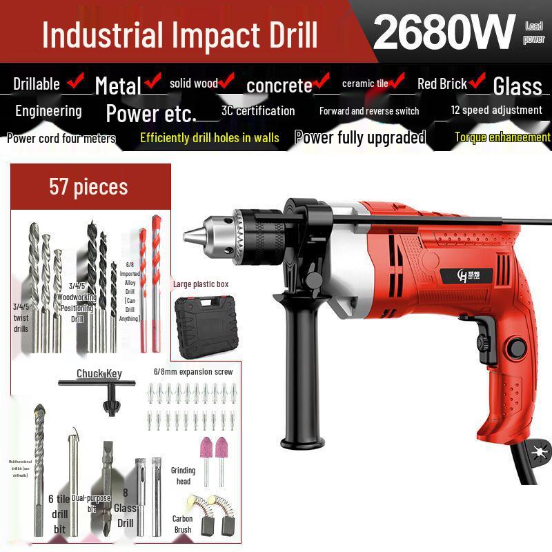 Multi-Functional Electric Impact Drill Set for Wall and Household Use