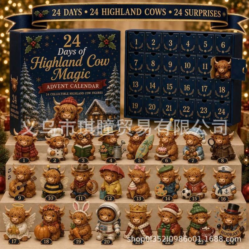 2026 Christmas Countdown Advent Calendar 3D PVC Ornament Decorative Hanging Figurine Home Holiday Display