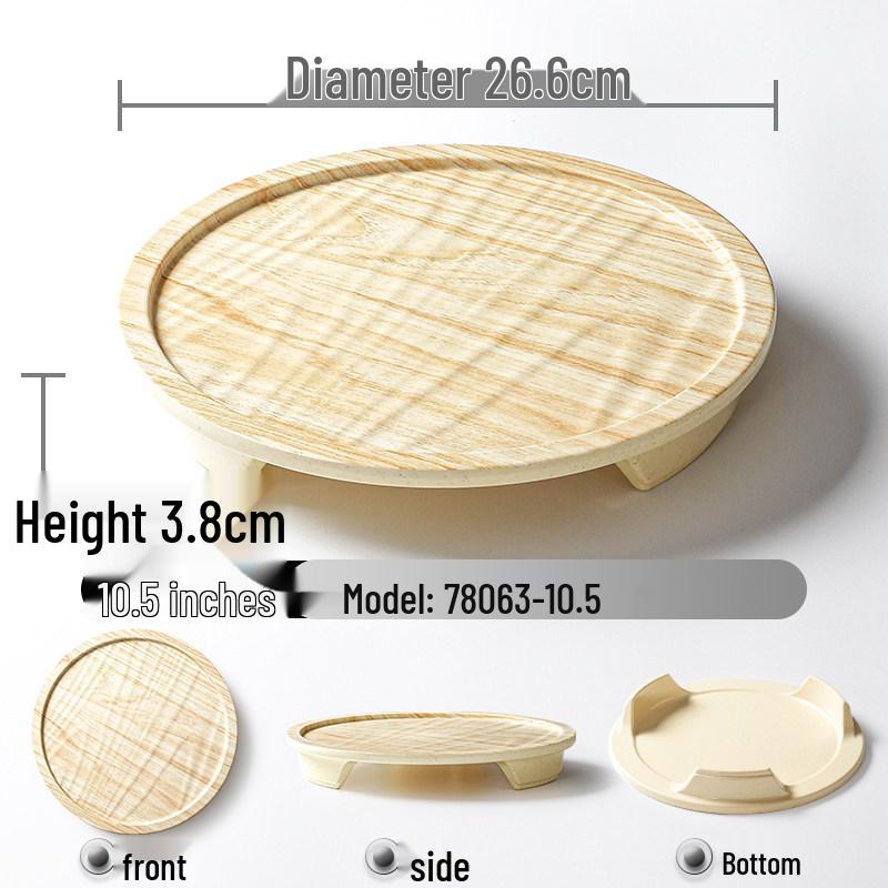 Xiangyuanmei Melamine Barbecue Hot Pot Side Plate - Imitation Porcelain Grill Pan with Wood Grain Design