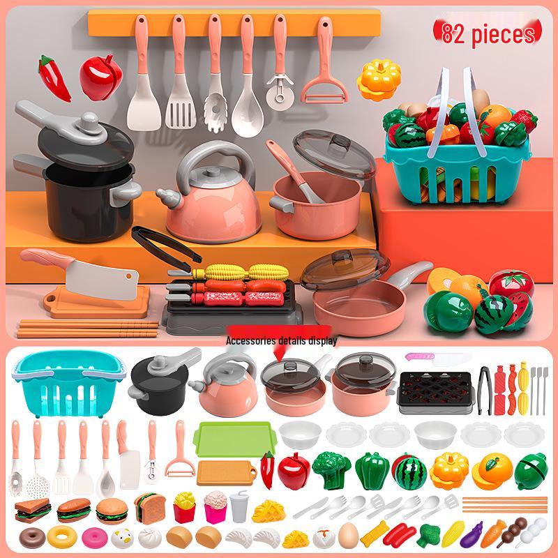 Kids' Play Kitchen Set: Cooking and Fruit Cutting Fun