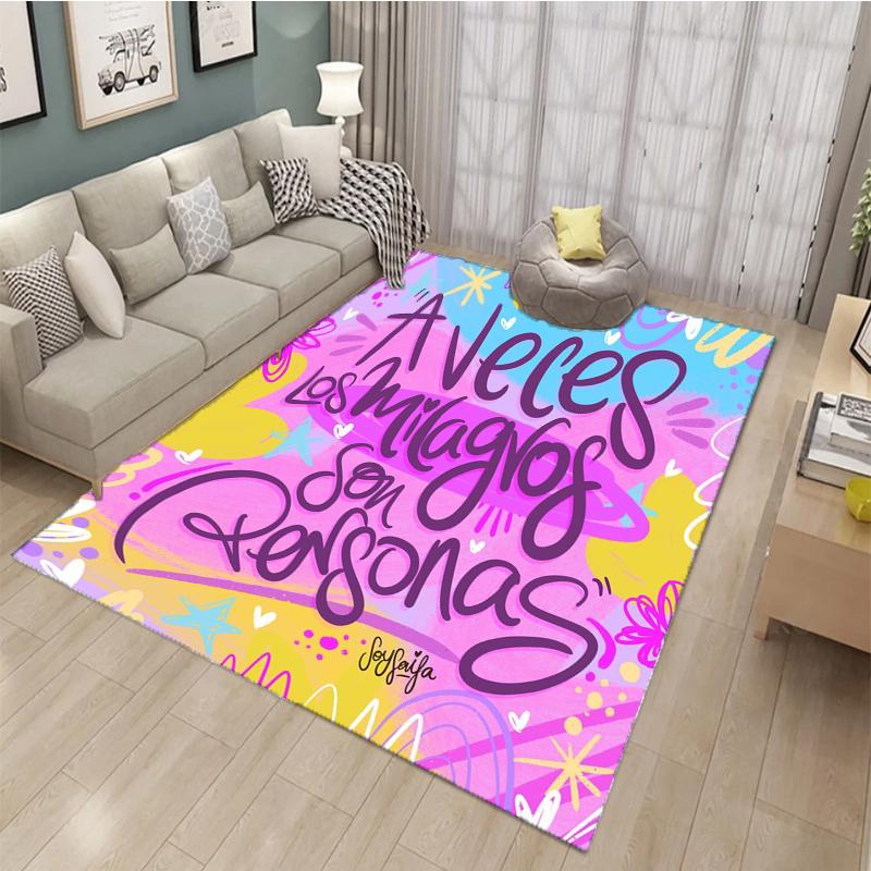 New Arrival Hipster Letter Crystal Velvet Carpet Aesthetic Pink Kawaii Polyester Anti -Slip Mat Girls Bedroom Bohemian Carpet