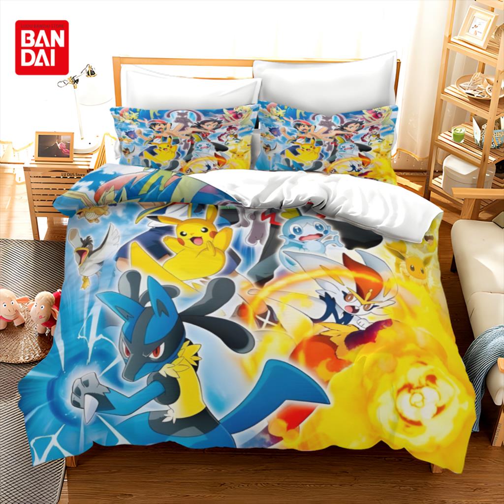 

Постельное белье Pokemon Мультяшное Аниме Детская Спальня Пододеяльник Мальчик Девочка Постельные принадлежности Односпальное Двуспальное King Пододеяльник Пикачу Подарок 135x200cm