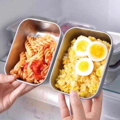 Lebensmittelbehälter aus Edelstahl mit Deckel, luftdichte quadratische Essenszubereitungsboxen für Kühlschrank und Ofen, BPA-frei, luftdichte Bento-Lunchbox
