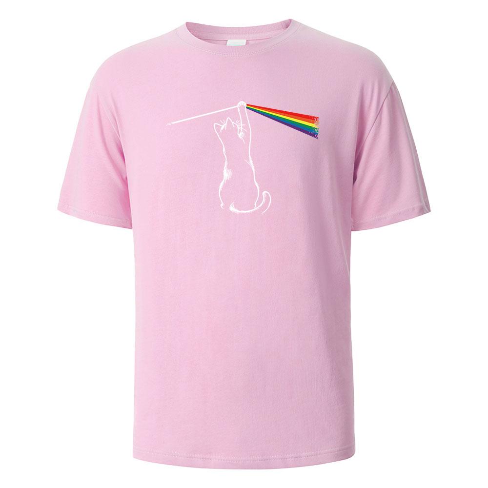 

Мужские футболки с принтом Cat Light Simplicity 100% хлопок дышащие удобные топы для мужчин лето круглый вырез оверсайз мужская одежда 4XL