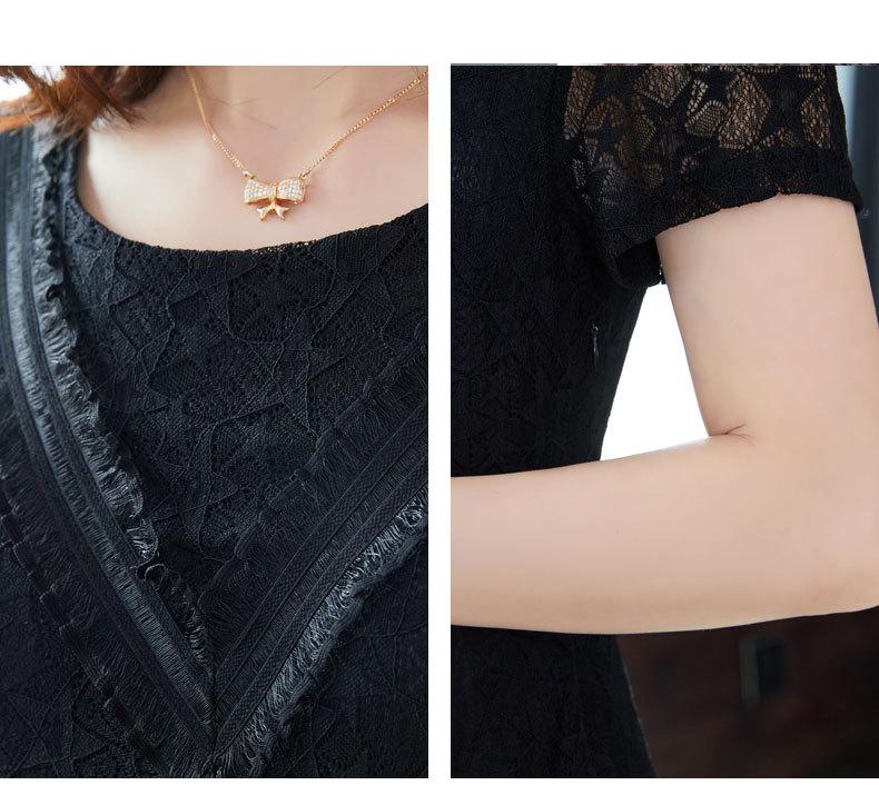 2023 Summer Plus Size Black Lace Skirt Dress - Fashionable, Slimming Women's Wear