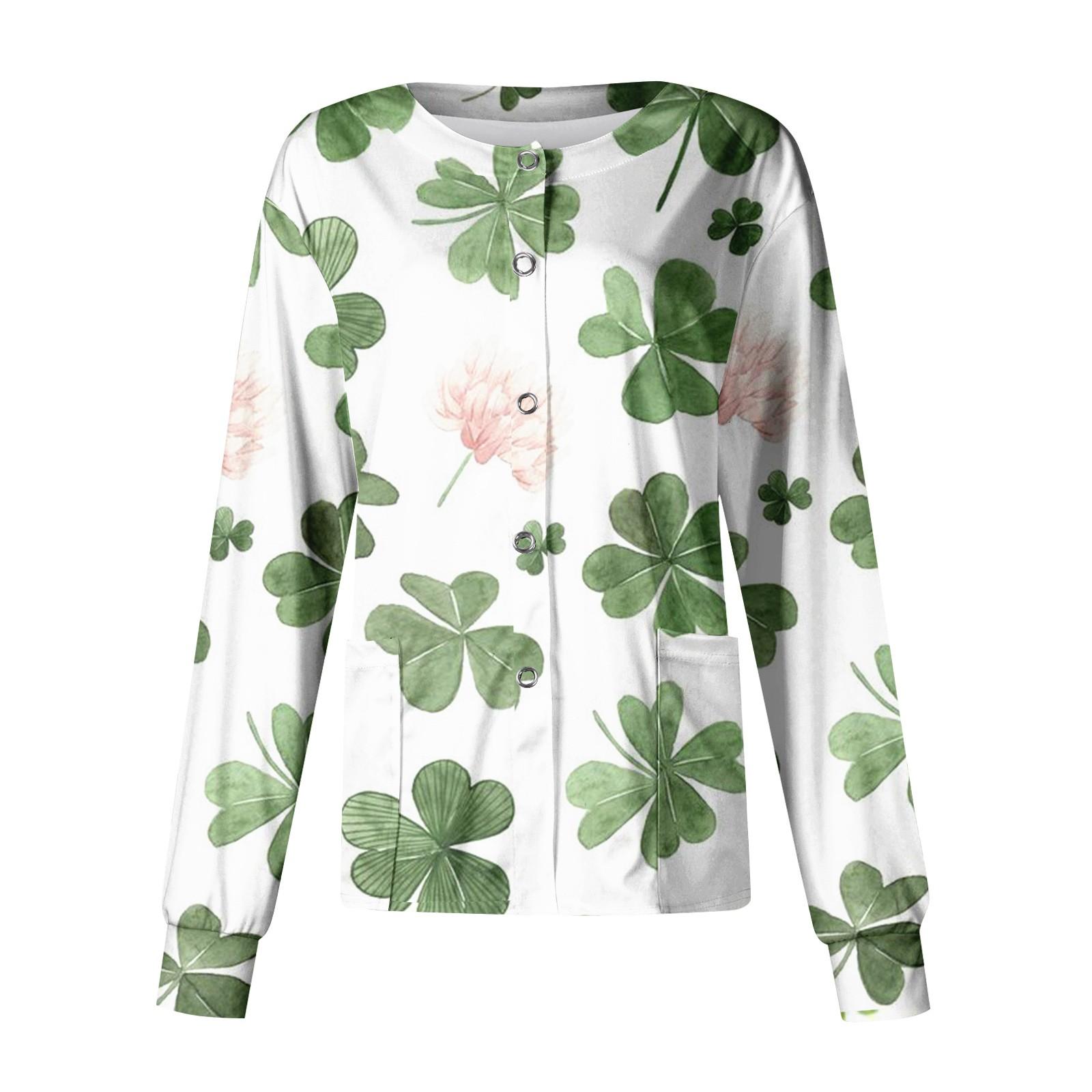 

Жіноча повсякденна однобортна куртка з довгим рукавом St. Кардиган для робочого одягу з принтом до Дня Святого Патріка XL рожевий