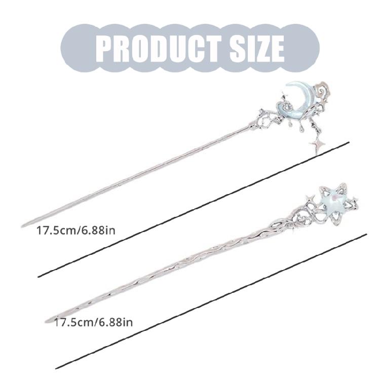 Carvings Moon Hair Stick Tasseled Moonstone Hairpiece with Sparkling Moonstone for Evening Dinner Wear Photo Props