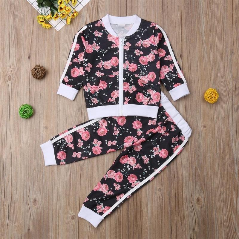 Fashion Warm Autumn and Winter Sweater Suit Newborn Baby Toddler Girl Sportswear Floral Sweatshirt Suit Flying  Suit Jacket