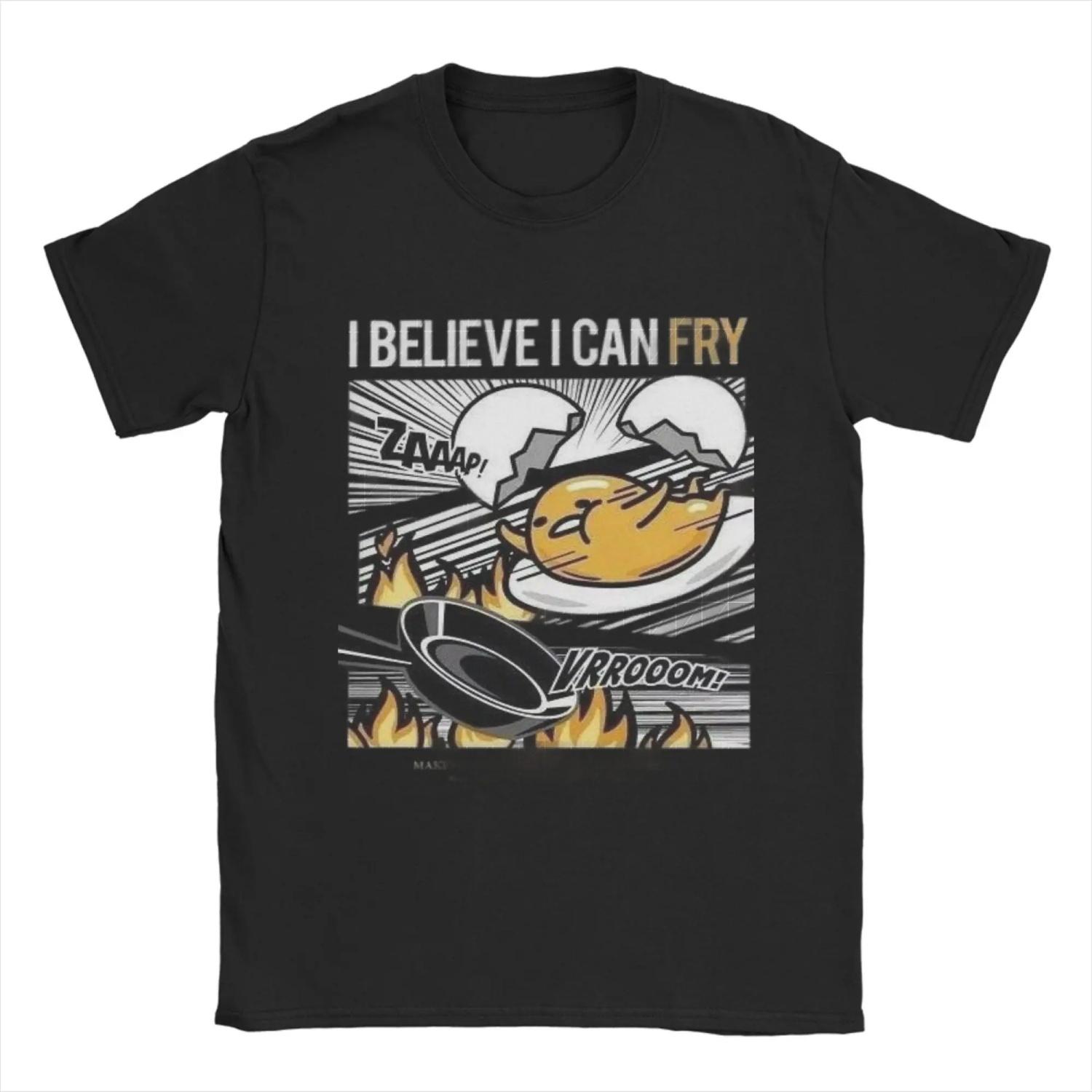 

Hip Hop Gudetama I Believe I Can Fly Tshirts O-neck Short Sleeve Tops Shirts Cotton Summer Tops Shirts S чёрный