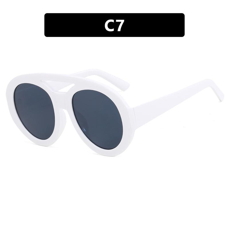 

Vintage Luxury Designer Womens Sunglasses Large Frame Toad Shaped Hip Hop Sunglasses Double Beam Fashion Contrast Sun Glasses