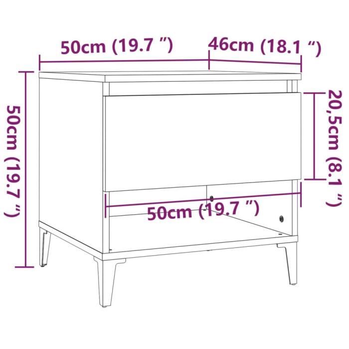 819551 vidaXL Tables d'appoint 2 pcs Noir 50x46x50 cm Bois d’ingénierie