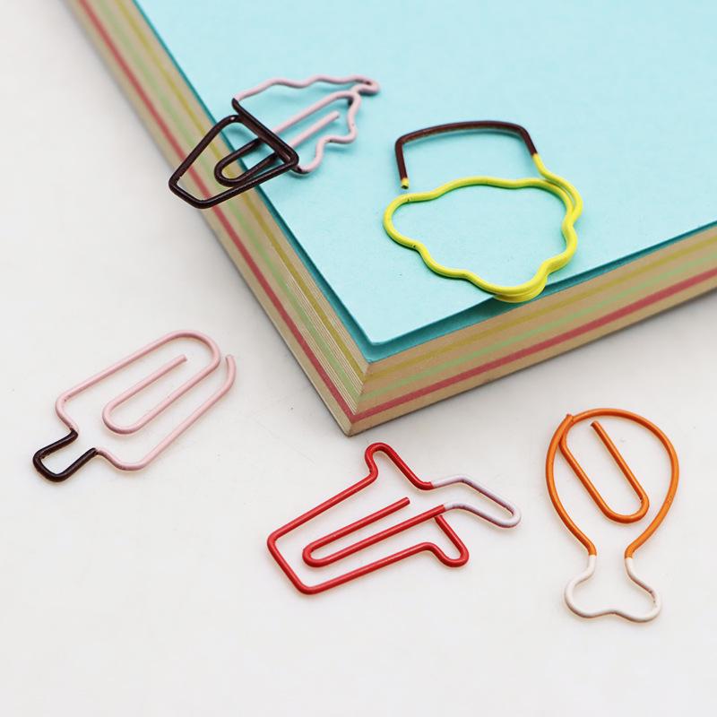 Creative Two-Color Food-Shaped Metal Paper Clips for Office Organization