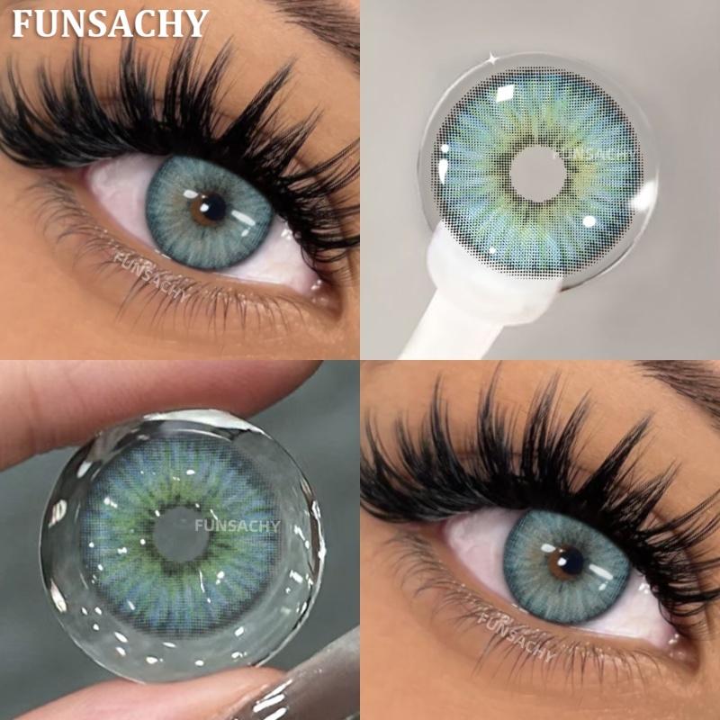 FUNSACHY Natural Contact Lenses 2pcs Blue Green Contact Lenses Color Eye Makeup Gray Pupil and Eyes Color Fashion Beauty Lenses