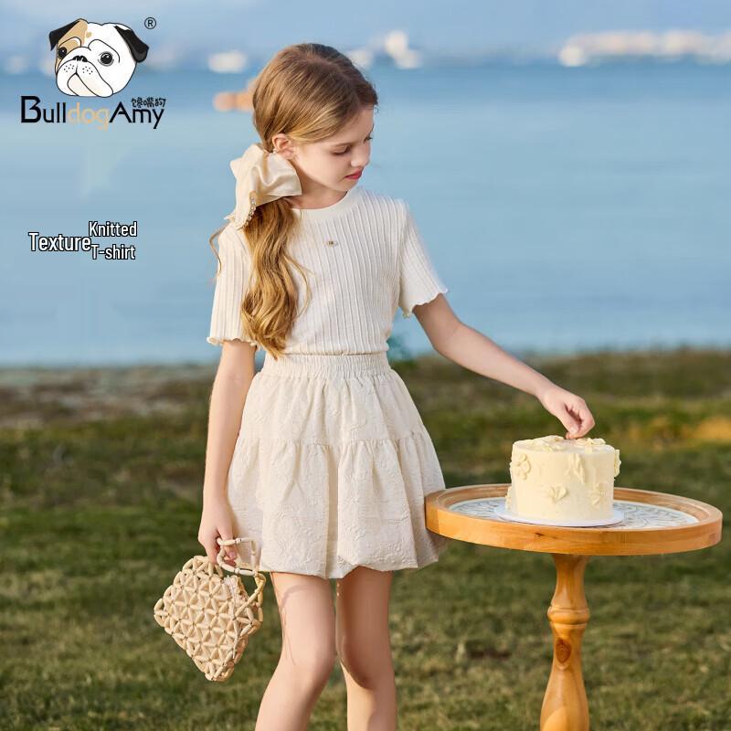 CHANZUIGOU Girls  2026 Summer Cool-Feel Knit Top 130 cm