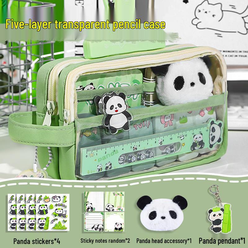 5-Layer Transparent Pencil Case, 2025: Large Capacity & Stylish Design for Middle and Elementary School Girls
