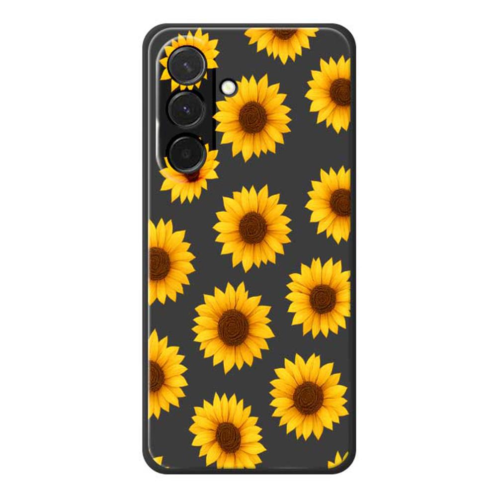 

For Samsung Galaxy A36 5G Case Sunflowers Pattern Printing Straight Edge TPU Phone Back Cover Black