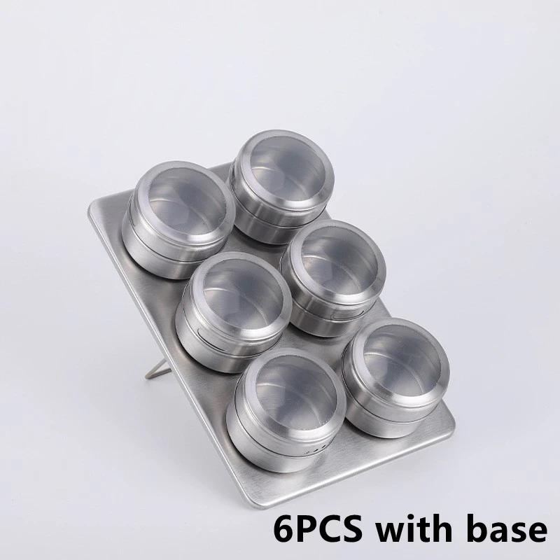 

New Magnetic Spice Jar Set Stainless Steel Spice Tins Spice Storage Container Pepper Seasoning Sprays Tools with Spice Label