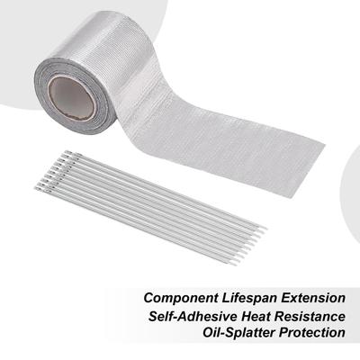 Exhaust Tape High Temp Pipe Sealing Insulation Adhesive Wrap With 20 Stainless Steel Ties Exhaust Heat Protection Tape For Car