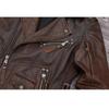 Chinese Size Heavy Motorcycle Jacket Natural Cowhide Leather Top Layer Brown Causal Vintage Retro Moto Suit Leather Coat Winter