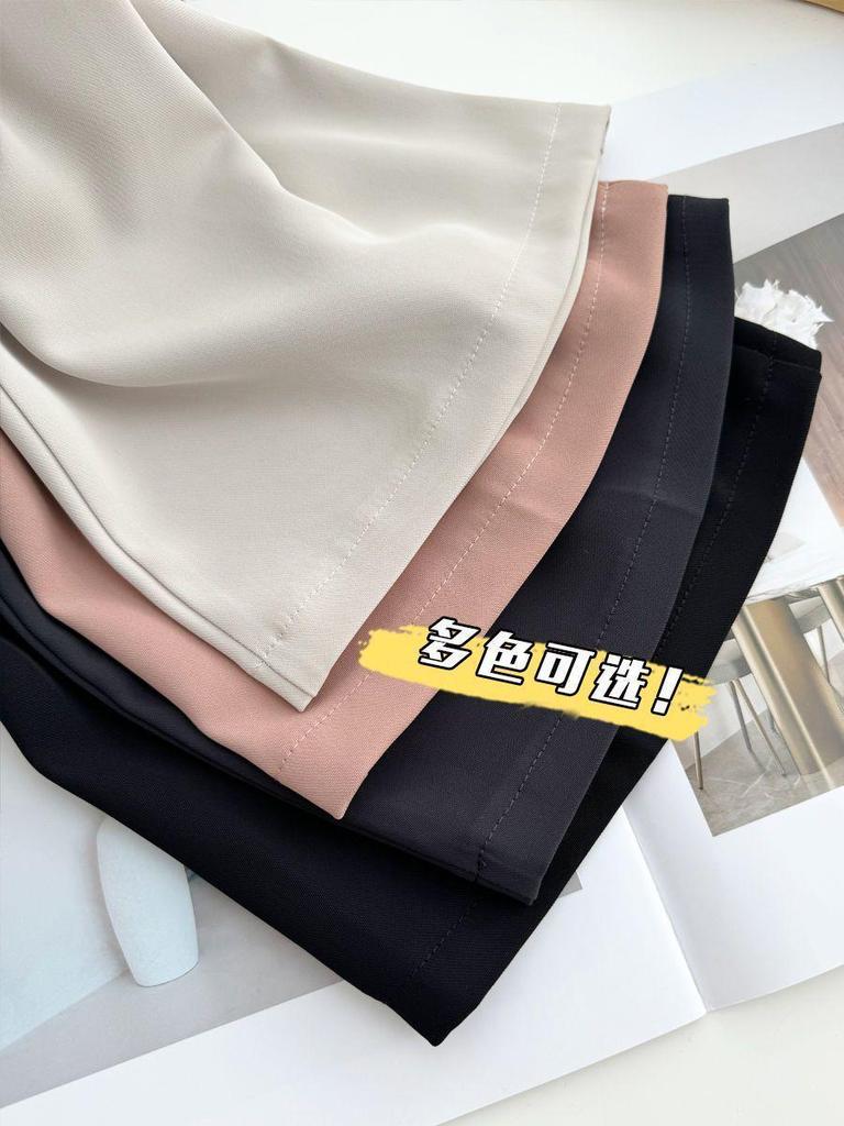 Pantalones Rectos Cropped de Cintura Alta para Mujer Primavera/Verano 2026 con Cintura Elástica Trasera