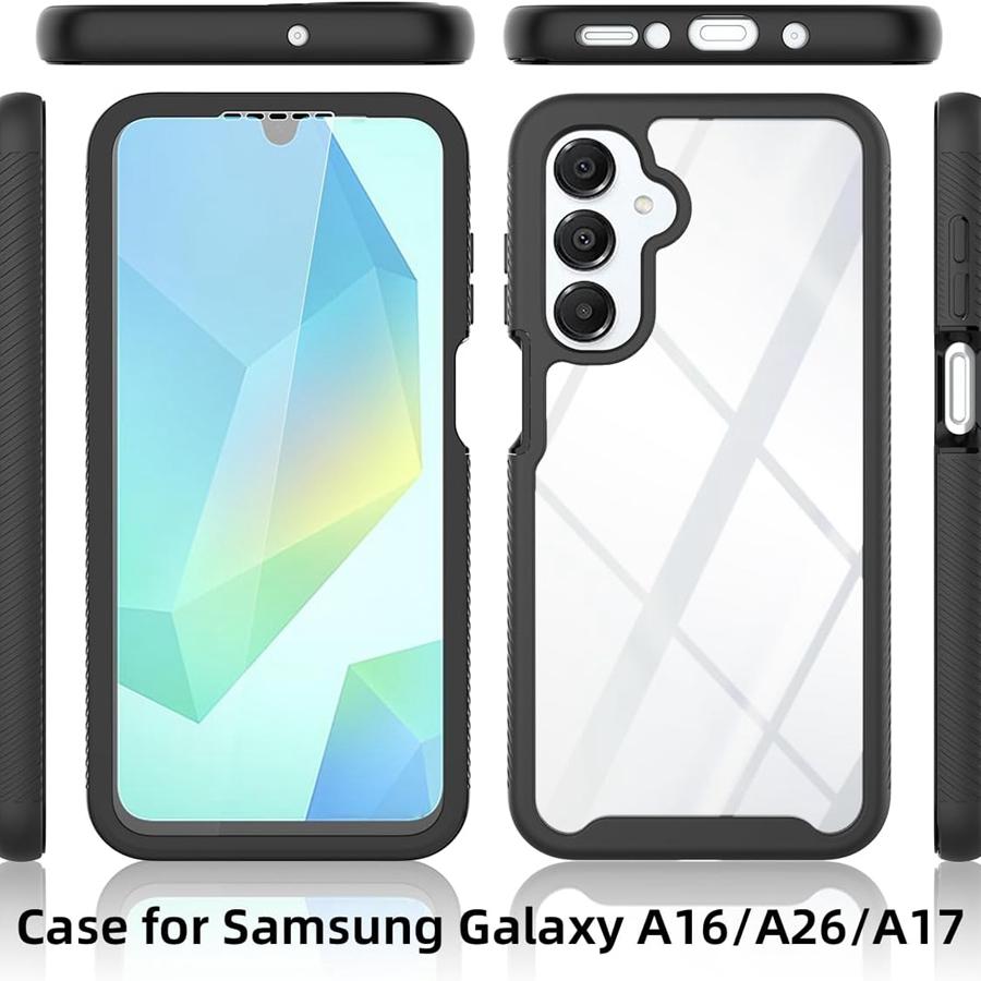 For Samsung Galaxy A17 / A17 5G Case with Built-in Screen Protector Full Protective Cover Heavy Duty Shockproof Slim Silicone Bumper Clear Phone Case