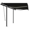 VidaXL Manual Retractable Awning with LED 3x2.5 M Anthracite 3070104