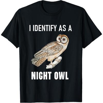 Camiseta Engraçada Anti Pessoa da Manhã Eu Me Identifico Como Uma Coruja Noturna