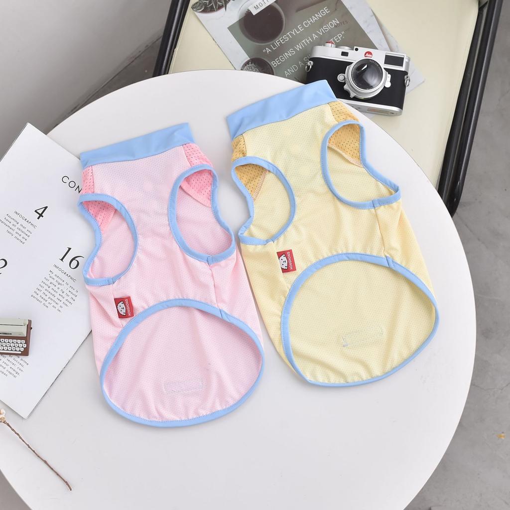 Spring and Summer Pet High Neck Cool Vest Cute Contrasting Color Patchwork Clothes Breathable Sunscreen Puppy Clothes