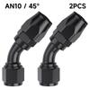 2 Pcs Universal AN4 AN6 AN8 AN10 Straight 0 45 90 180 Deg Aluminum Swivel Hose End Fitting Adapter For Oil Fuel CPE Line Black