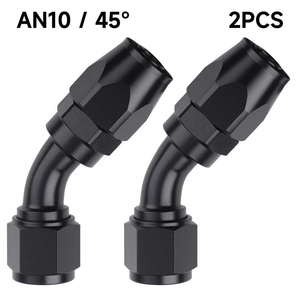 2 Pcs Universal AN4 AN6 AN8 AN10 Straight 0 45 90 180 Deg Aluminum Swivel Hose End Fitting Adapter For Oil Fuel CPE Line Black