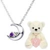 Sears Natural Diamond and Amethyst Crescent Moon Necklace with White Bear, E-1625-tdt-01-w02