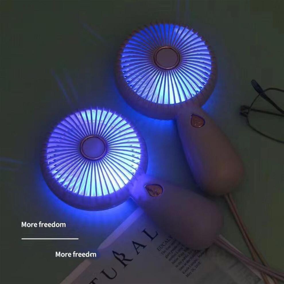 Portable Handheld Fan with Light, USB Rechargeable, 6Speed Quiet Airflow for Travel and Office