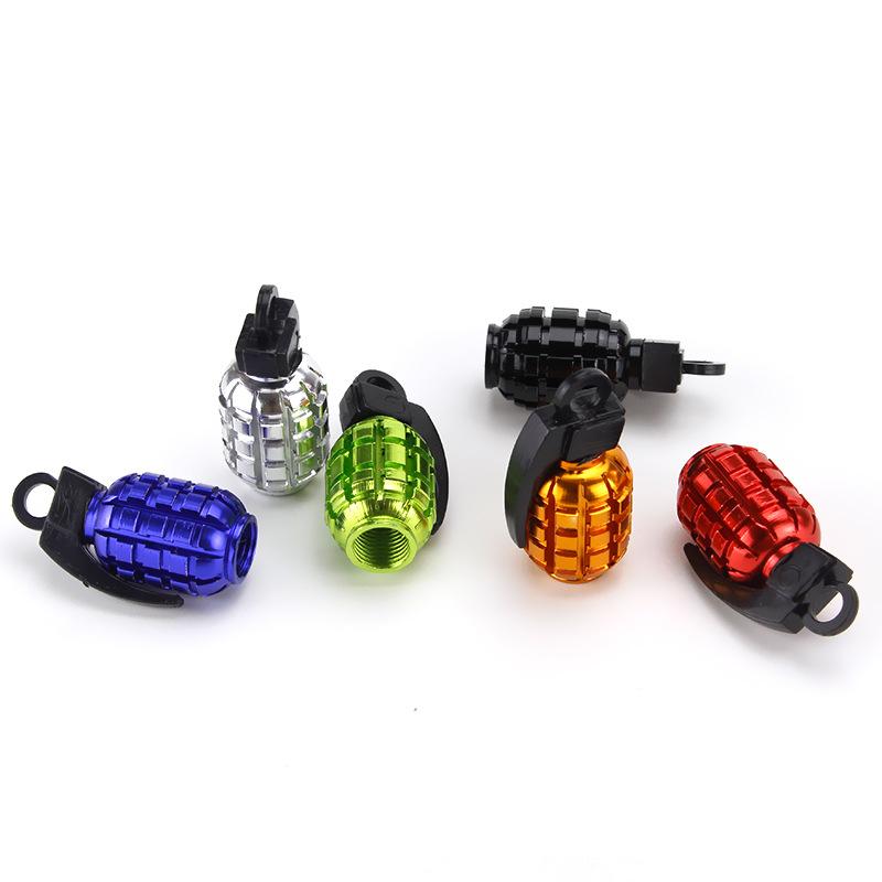 Grenade Tire Valve Cap Dust Cover Aluminum Car Tire Valve Stem Cover Air Dust Cap Tire Valve Truck Bike Wheel Rim Valve Stem Cap