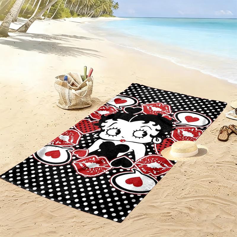 Betty Boop Print Beach Towel, Large Soft Quick Dry Towel for Beach Camping Swimming