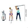 3Pcs 1/64 People Figures with Golf Bag Model Scene Trains Architectural Movie Props Fairy Garden