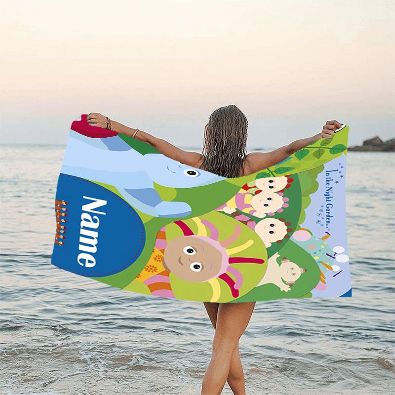1pc In the Night Garden2 Beach Towel with Custom Name, Beach/Swimming/Bath/Picnic/Camping Towel, Suitable for Seaside Beaches