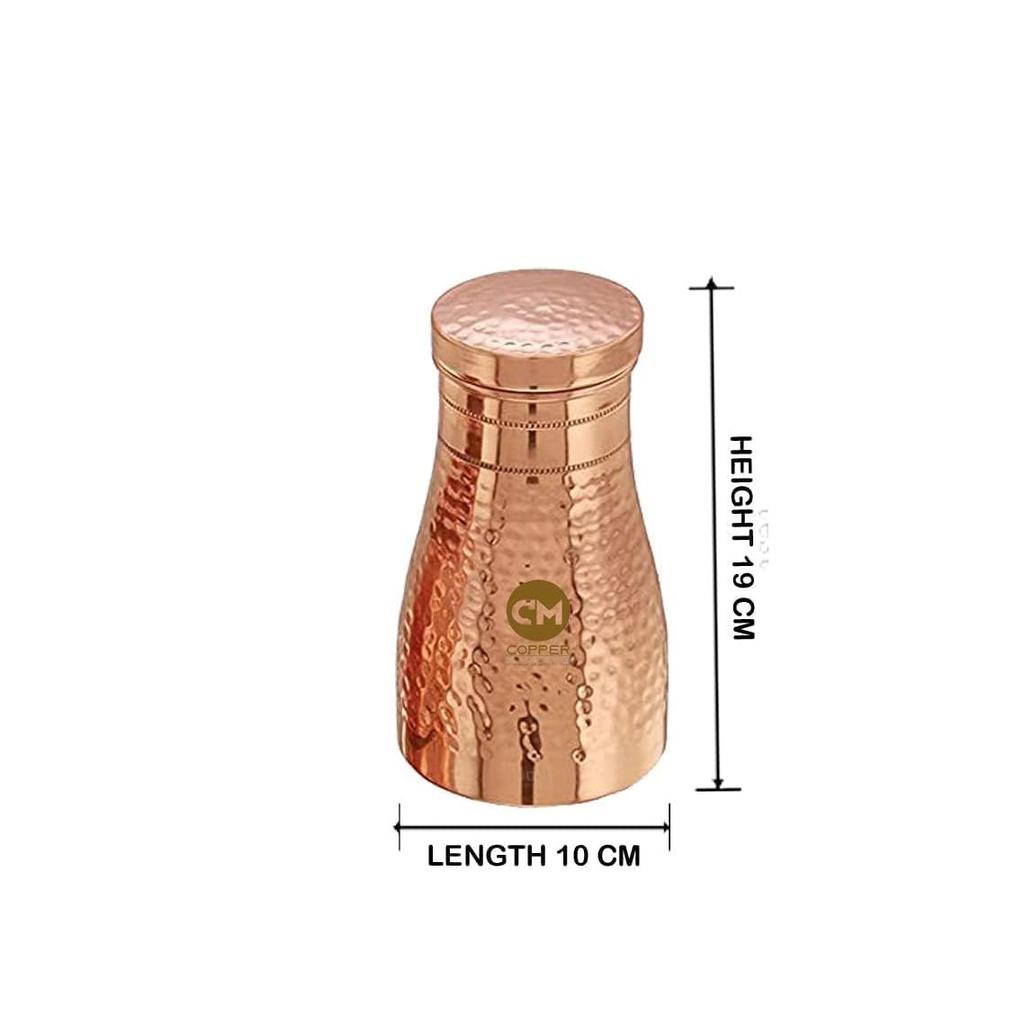 Modern & Traditional Bedside Bedroom Copper Water Jar with Pure Copper, Leak Proof, Office Gym Yoga, Home, Kitchen, Travel Capacity 1 Litre (1000 Ml)