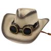Western Cowboy Straw Hat Glasses Decorative Visor Ethnic Style Jazz Hat Prairie Knight Hat
