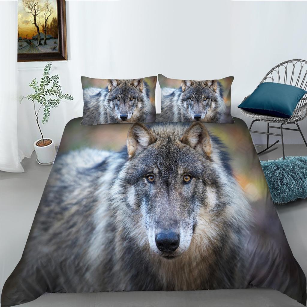 Wolf Series Polyester Bedding Two- And Three-Piece Sets Can Be Digitally Printed