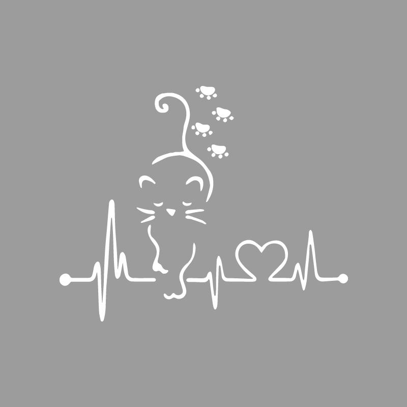 Cute Cat Paw Print Heartbeat Melody Creative&funny Stickers for Cartoon Fans&lover,high Quality for Car Trucks Motorcycles