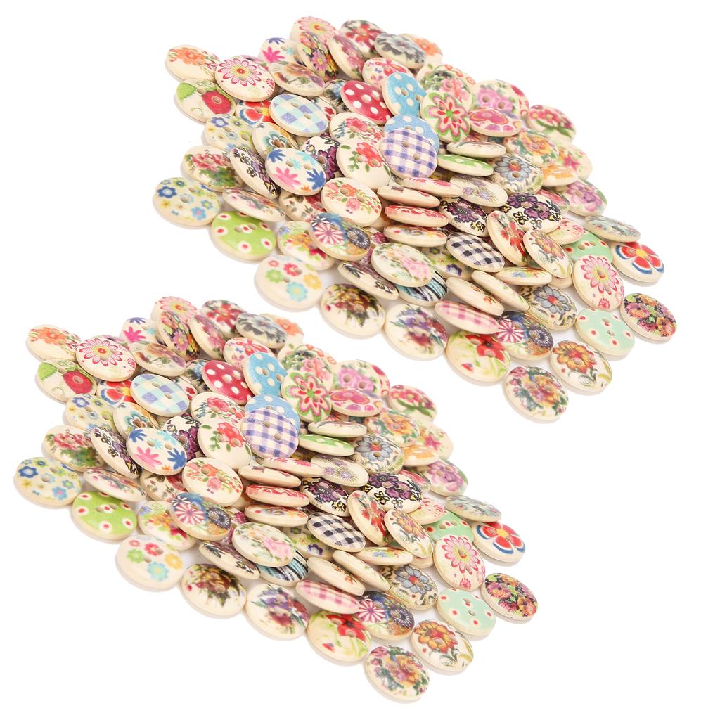 200Pcs Wooden Sewing Buttons 15mm with Assorted Colors for Crafts Making Clothing Sewing