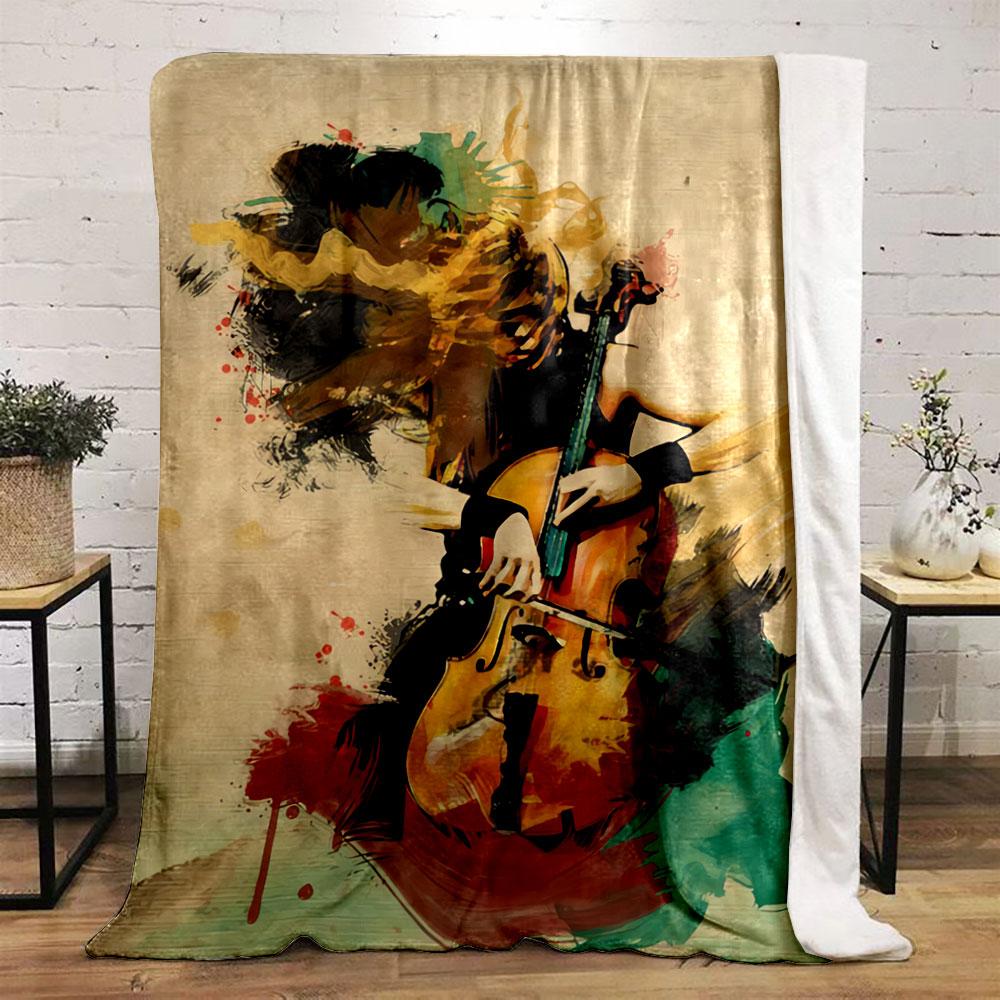 Cellist Art Splash Blanket for All Seasons Blanket Lunch Break Throw Gift