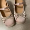 New Mary Jane thick heel inner height increase 7cm bow ballet shoes fashionable versatile inner single shoes women