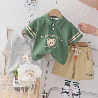 Boys' Summer Cartoon Polo Shirt & Shorts Set - New Children's Short-Sleeved Two-Piece Outfit