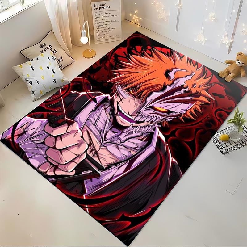 Anime-Inspired Carpet with Fiery Character Design Red Art Style Suitable for use as an anti-slip for living room bedroom sofas