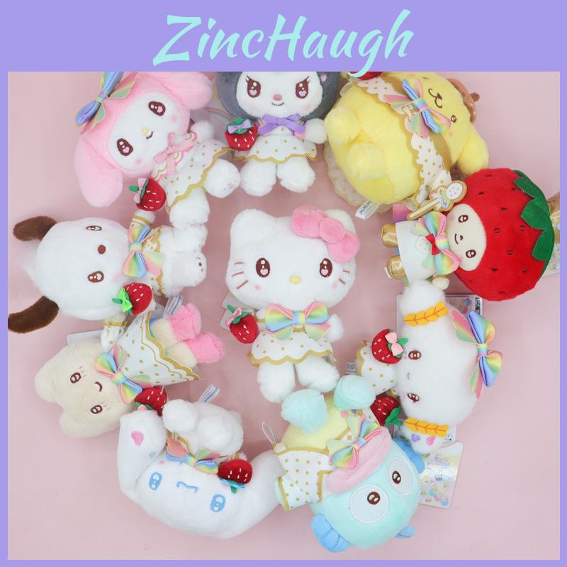 Sanrio Strawberry News Kuromi Plush Toy Bag Charm With Soft Short Pile For Kids