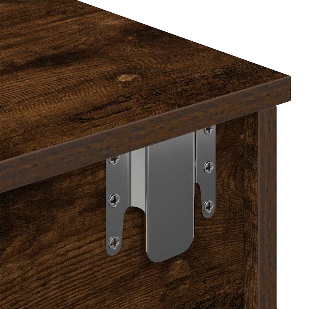 Wall Mounted Shelf with Drawers Smoked Oak Finish 100 x 37.5 x 19 cm